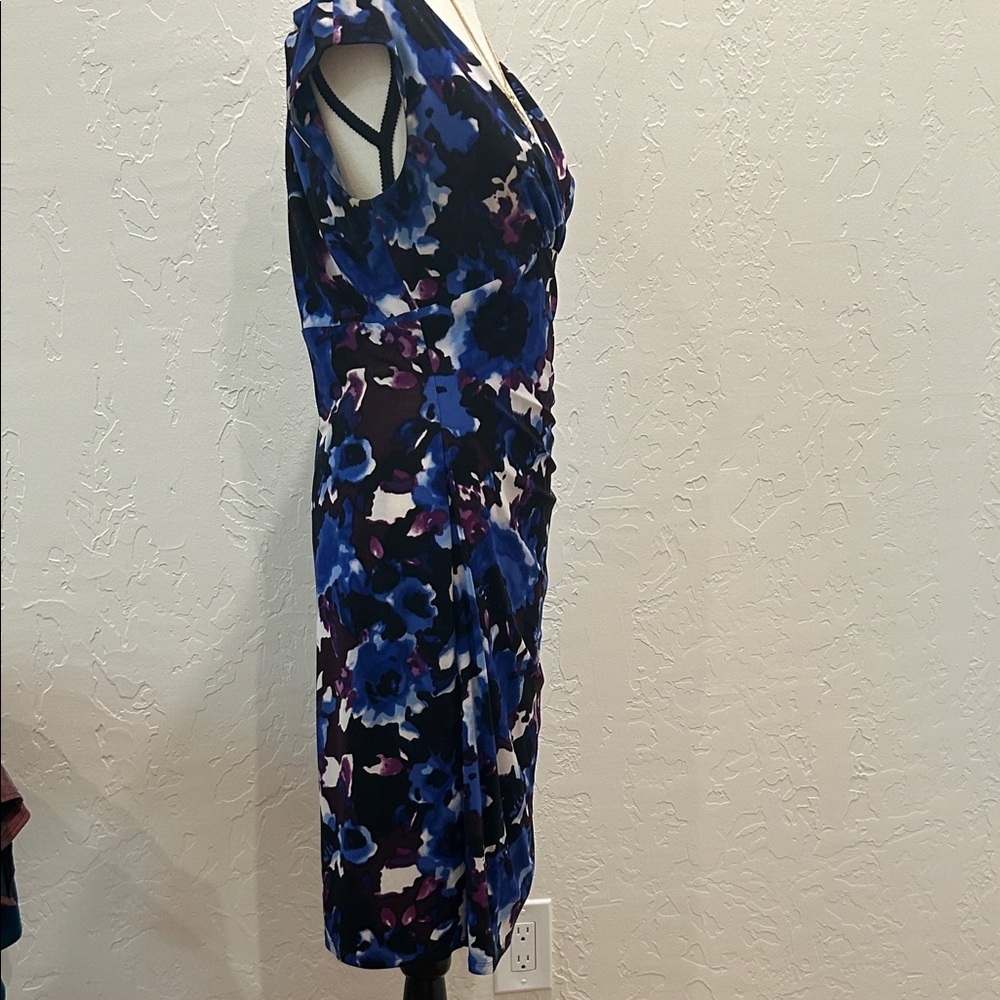 Ralph Lauren Blue and Purple Floral Midi Dress   JT - Picture 3 of 8